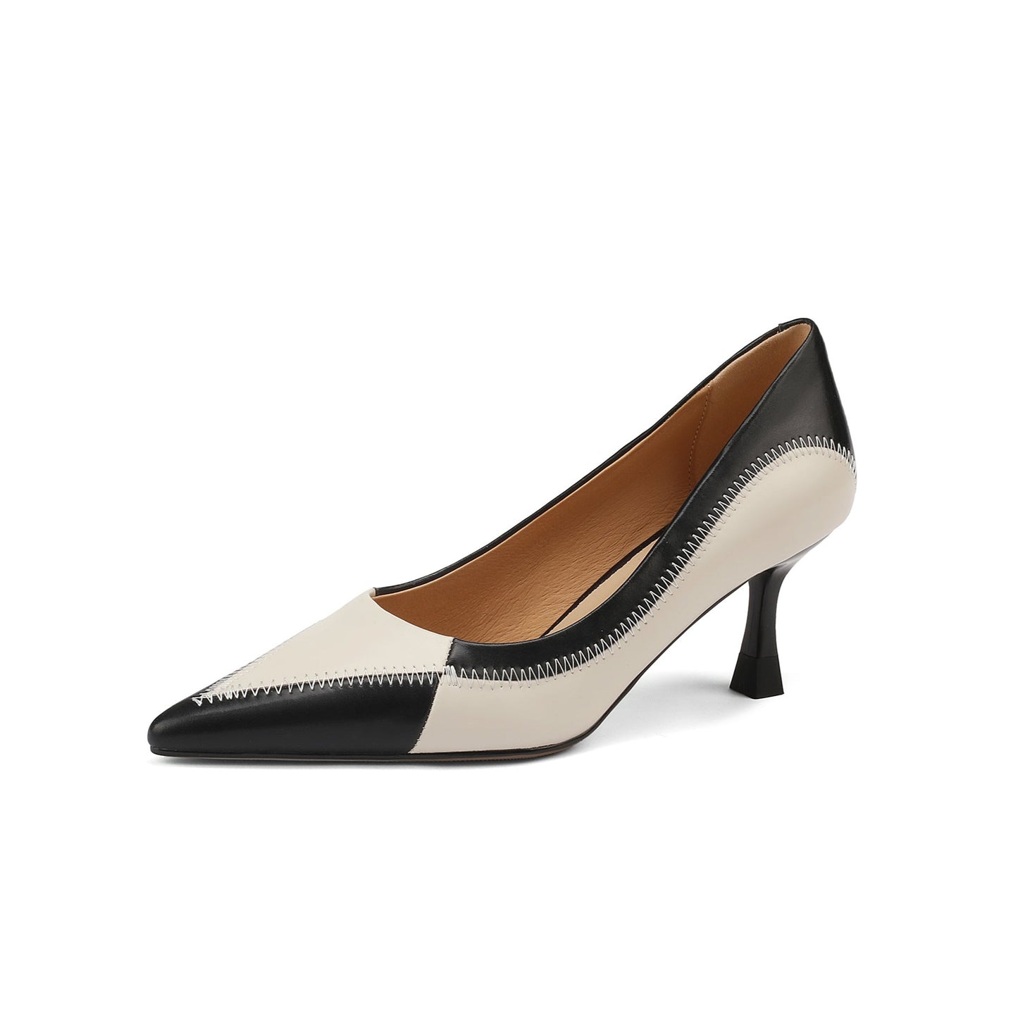 Nine Seven Women's Pointed Toe Multicolor Genuine Leather Handmade Stiletto Mid Heel Trendy Pumps Shoes