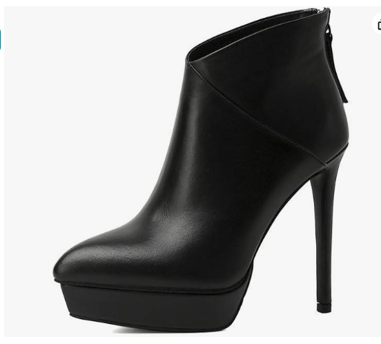 Nine Seven Women's Pointed Toe Platform Back Zip Stiletto High Heel Stylish Ankle Boots