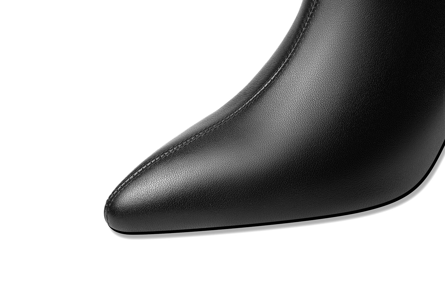 Nine Seven Handmade Women's Genuine Leather Rhinestones Bowknot Pointed Toe Side Zipper Mid Spool Heel Ankle Boots