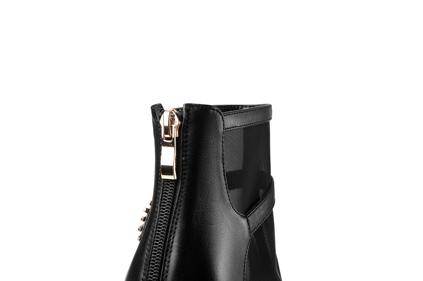 Nine Seven Women's Handmade Genuine Leather and Mesh Zip Up Spool Heel Summer Ankle Boots with Green Crystal