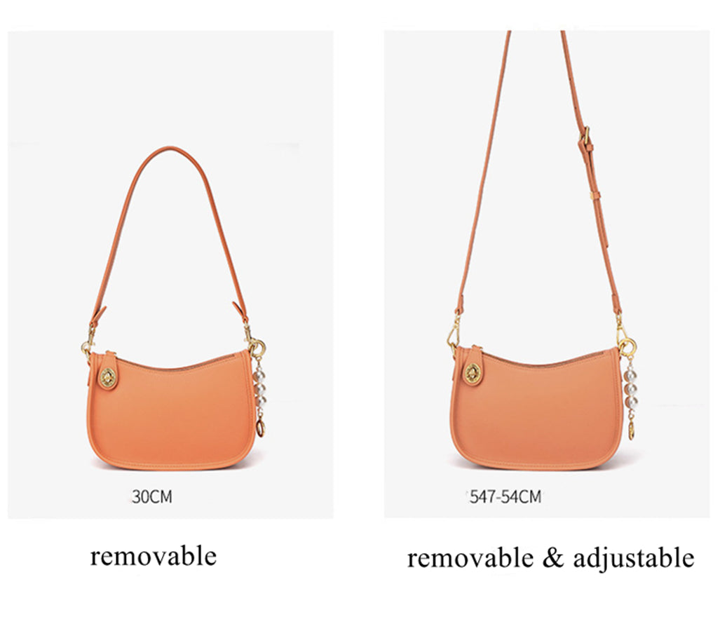 Nine Seven Genuine Leather Women's Handmade Pearls Design Zip Up Shoulder Bags Crossbody Purse