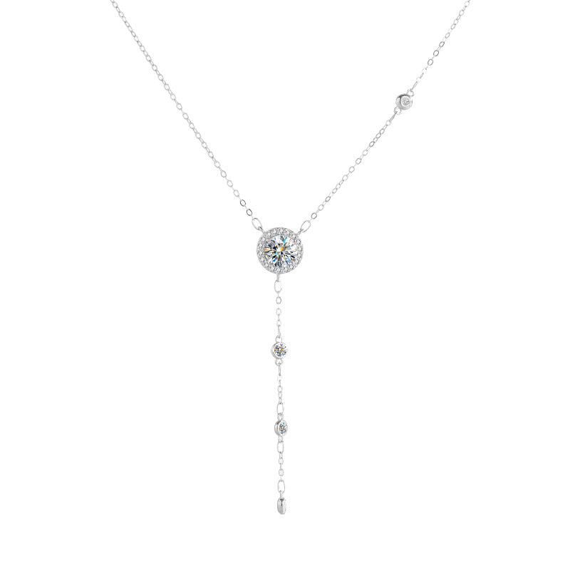 Moissanite Collarbone Necklaces for Women Glitter Pendant Necklace Gifts