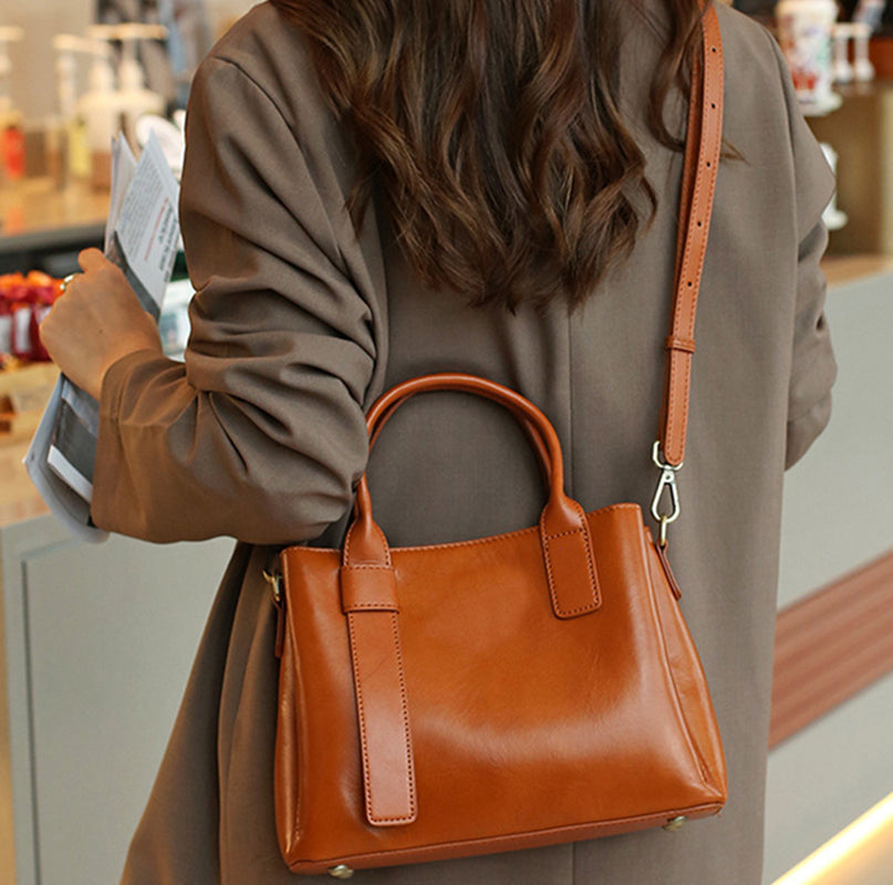 Nine Seven Handbag Women's Genuine Leather Handmade Tote Removable Adjustable Strap Crossbody Shoulder Bags