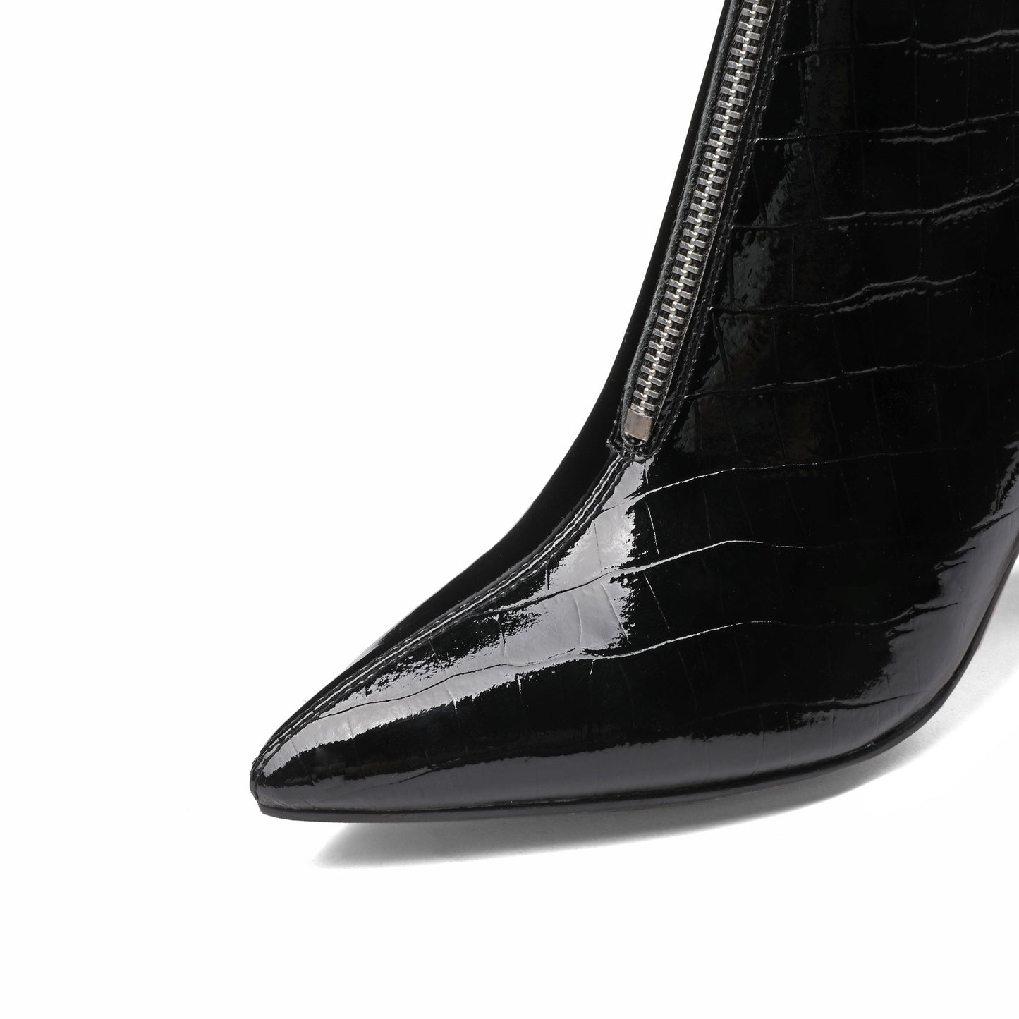 Nine Seven Women's Genuine Leather Pointed Toe Handmade Front Zip Strange Mid Heel Stylish Bootie