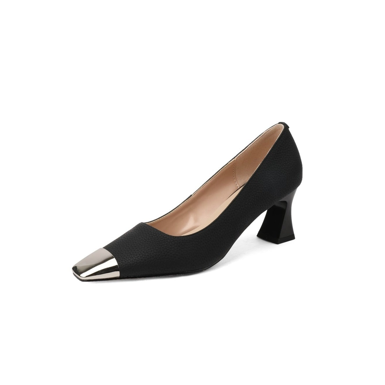 Nine Seven Women's Genuine Leather Handmade Cap-Toe Spool Heel Slip On Loafer Pumps Shoes