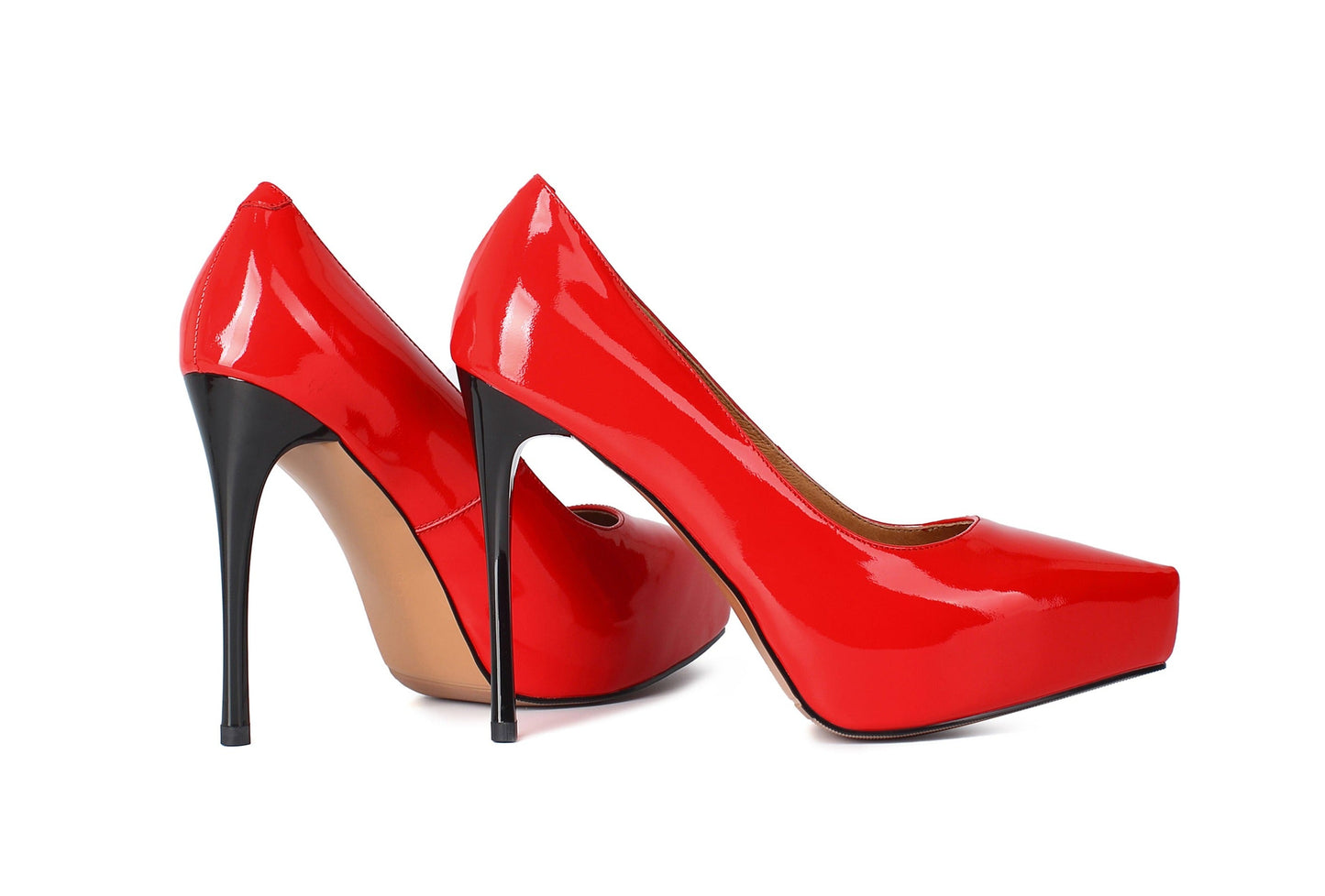 Nine Seven Women's Handmade Glossy Patent Leather Pointed Toe Sexy Stiletto Heel Pumps with Platform