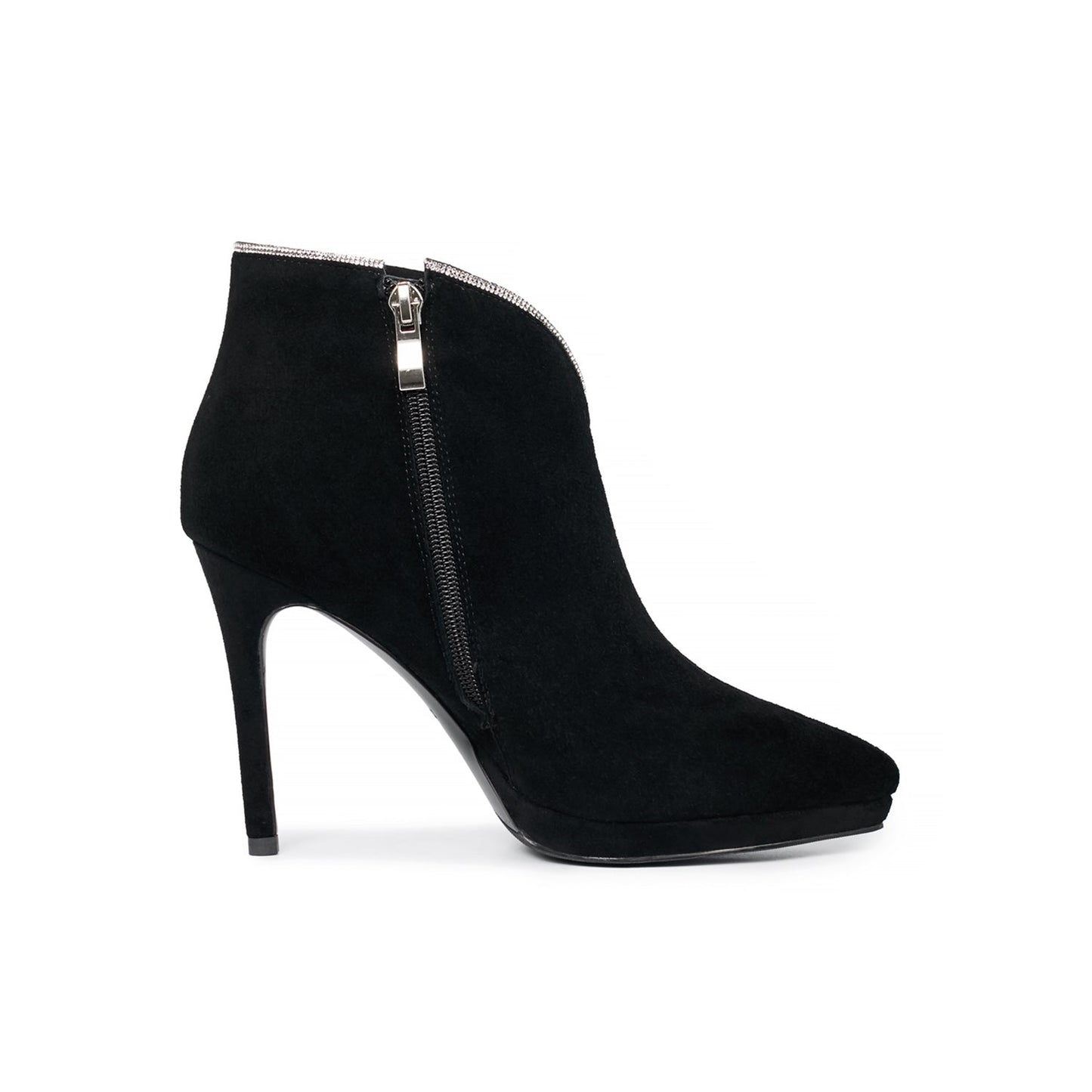 Nine Seven Women's Handmade Leather Stiletto high Heel Zip Up Clear Pointed Toe Platform V-Shaped Ankle Boots