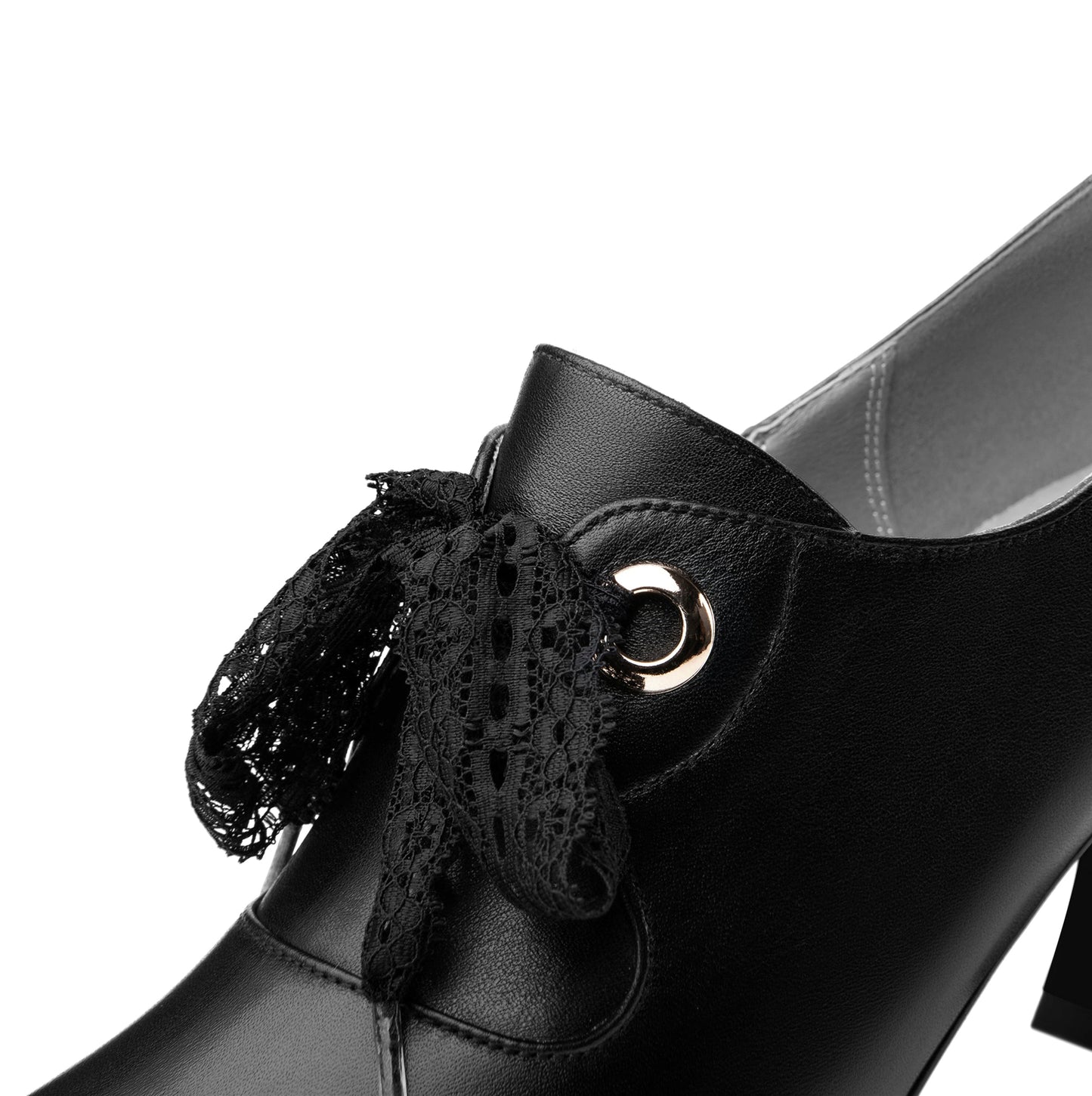Nine Seven Genuine Leather Women's Handmade Pointed Toe Elegant Bowtie Spool Heel Pumps with Side Zipper