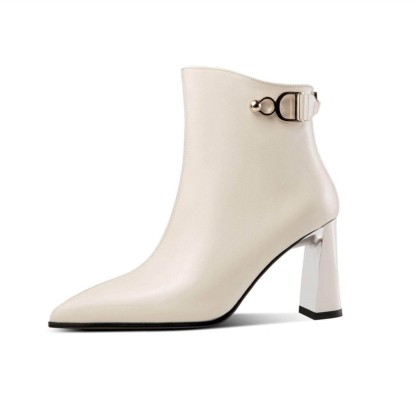 Nine Seven Women's Handmade Genuine Leather Pointed Toe High Heel Back Zip Closure Ankle Boots