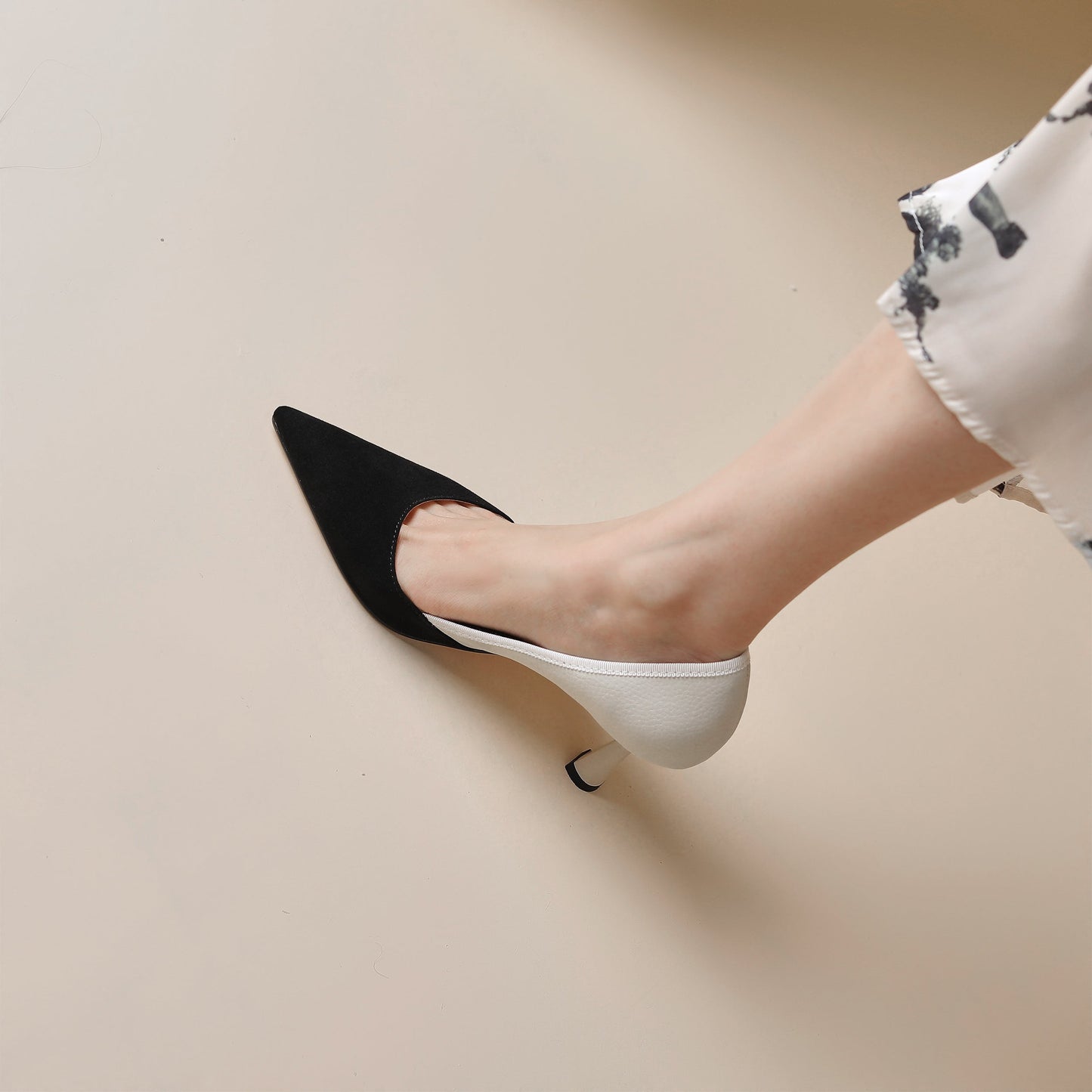 Nine Seven Women's Handmade Assorted Leather Pointed Toe Kitten Heel Slip On Elegant Pumps