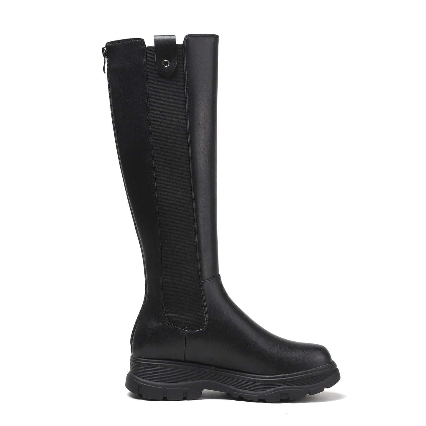 Nine Seven Women's Genuine Leather Round Toe Handmade Platform Back Zipper Stylish Knee High Boots