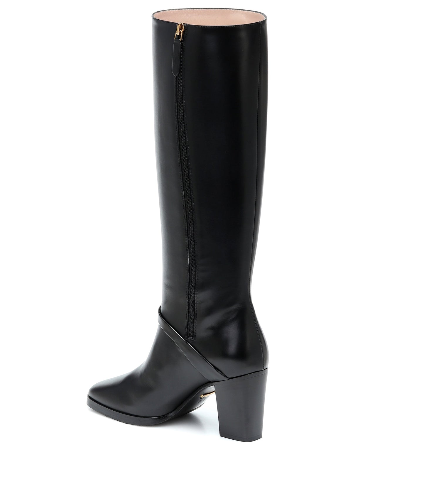 Nine Seven Women's Square Toe Handmade Genuine Leather Side Zip Buckle Mid Chunky Heel Classic Knee High Boots