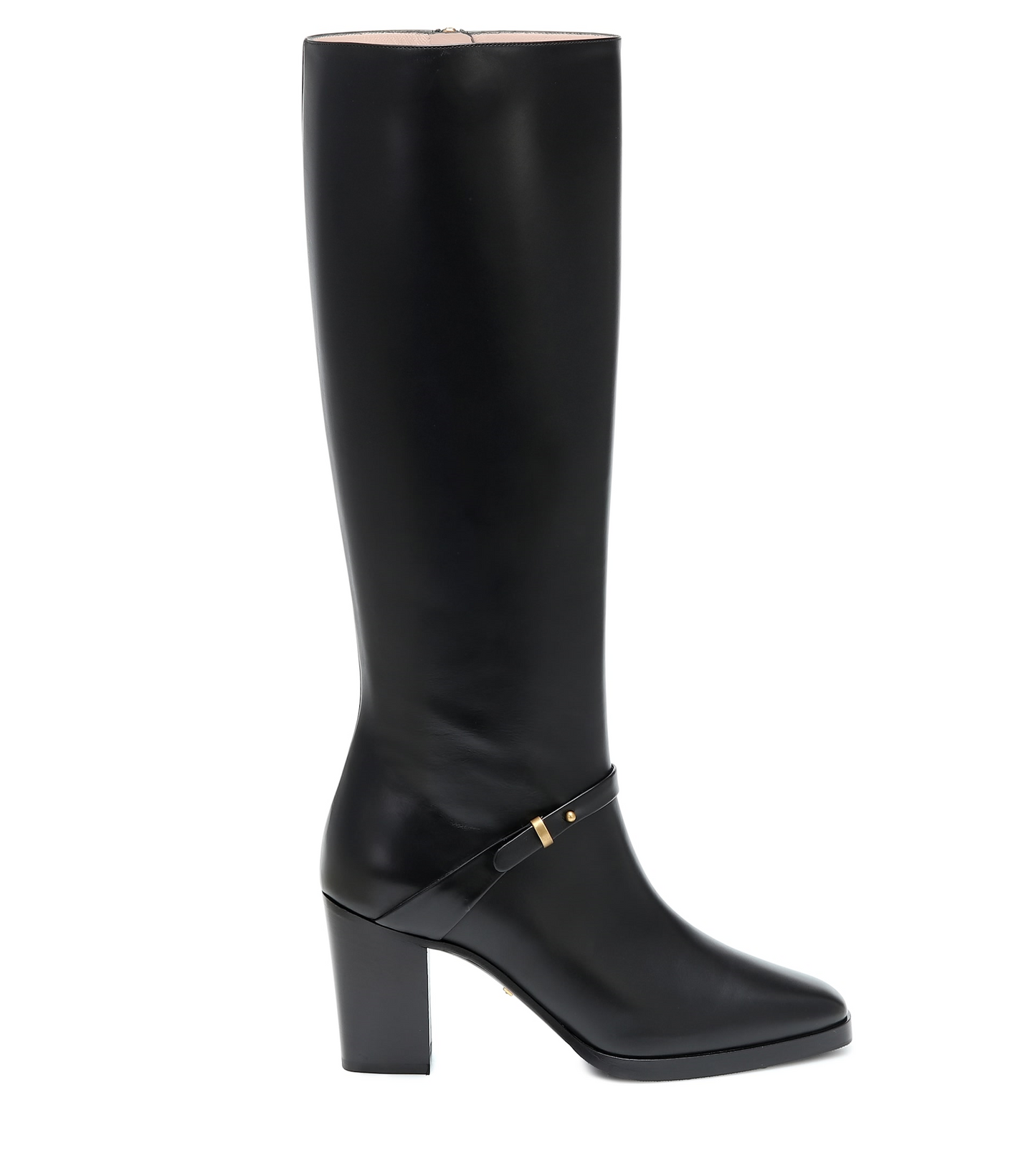Nine Seven Women's Square Toe Handmade Genuine Leather Side Zip Buckle Mid Chunky Heel Classic Knee High Boots