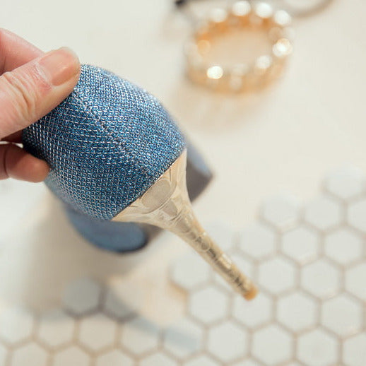 Nine Seven Women's Handmade Pointed Toe Glitter Stiletto Heel Weeding Pumps Shoes