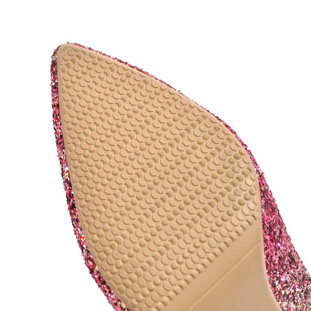 Nine Seven Women's Pointed Toe Handmade High Stiletto Heel Glitter Weeding Party Loafer Pumps Shoes