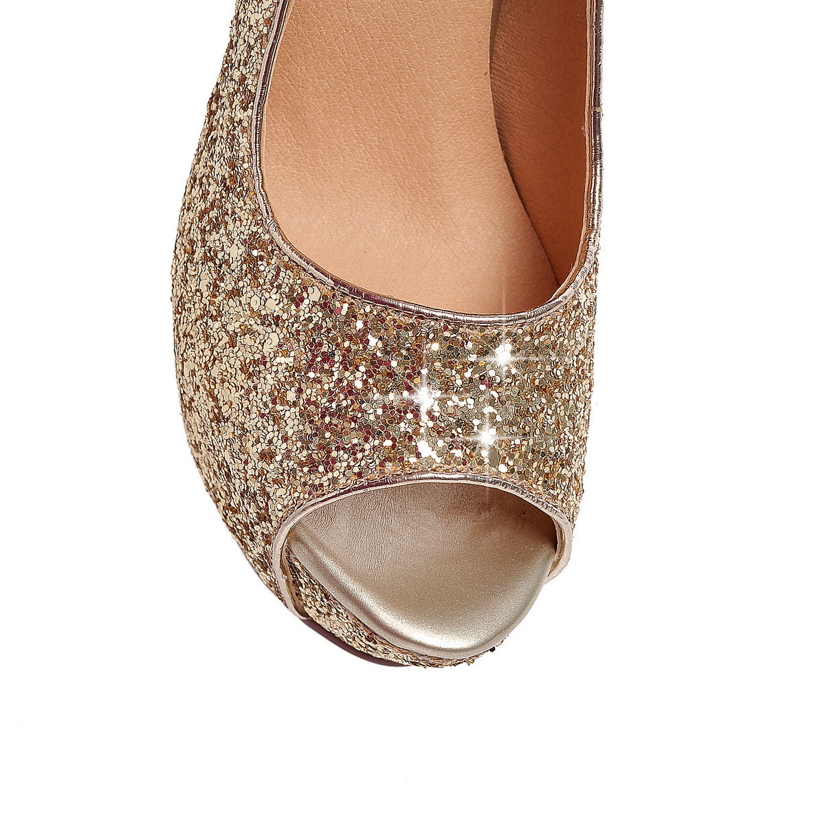 Nine Seven Glitter Sequins Platform Peep Toe Women's Handmade High Stiletto Heel Slip On Weeding Party Shoes