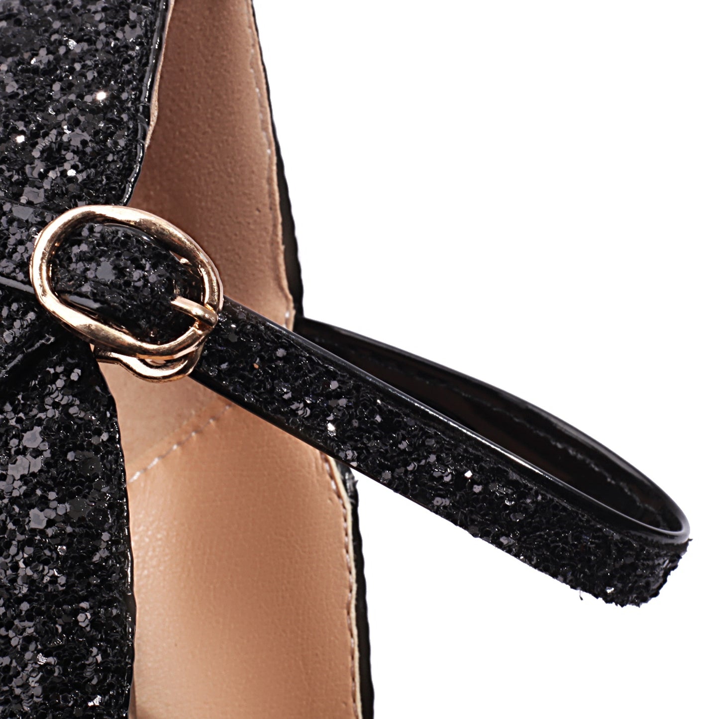 Nine Seven Sequins Pointed Toe Women's Handmade High Stiletto Heel Platform Modern Buckle Weeding Pumps Shoes