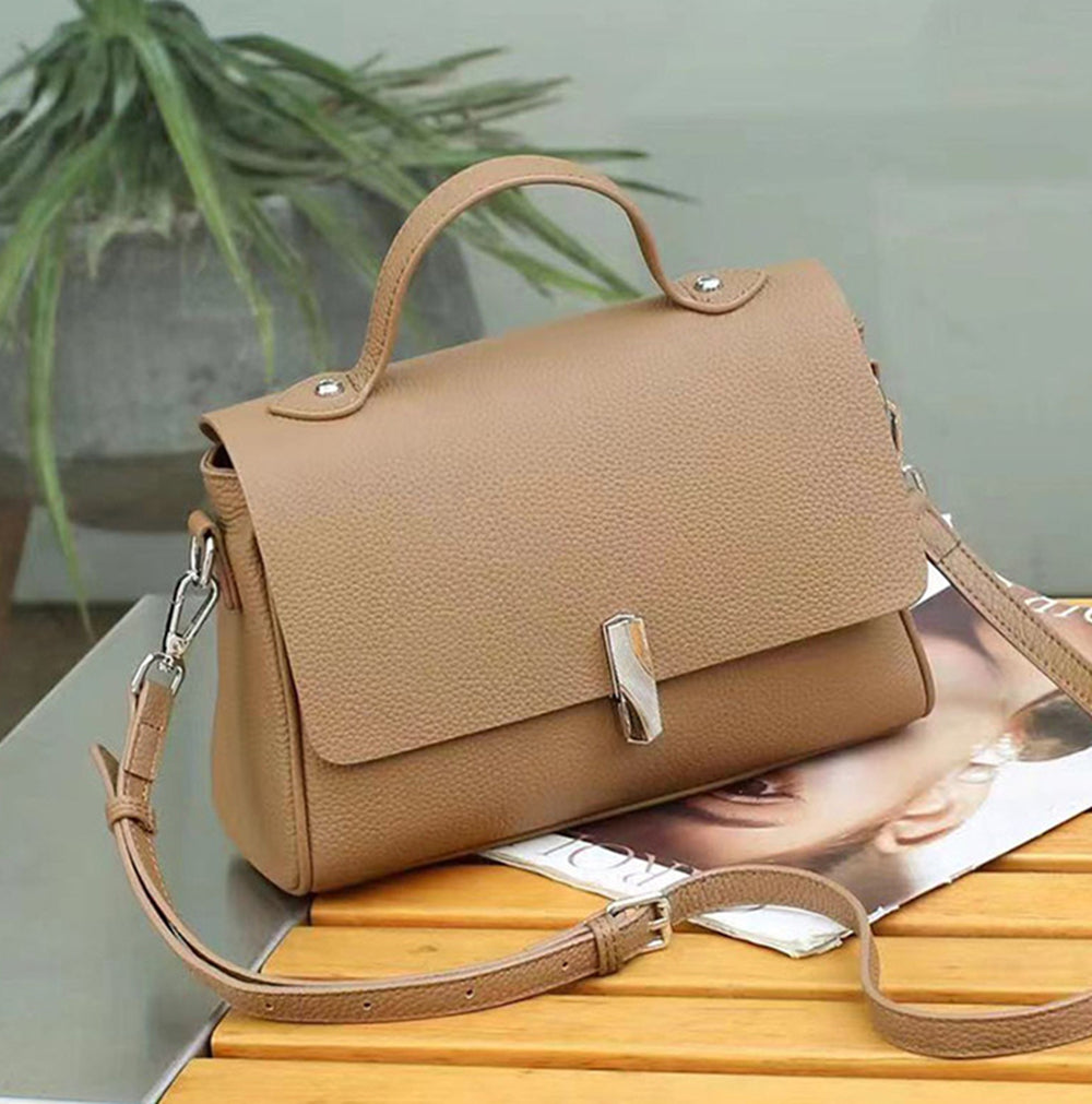 Nine Seven Women's Handmade Genuine Leather Tote Handbag Crossbody Bag with Zip
