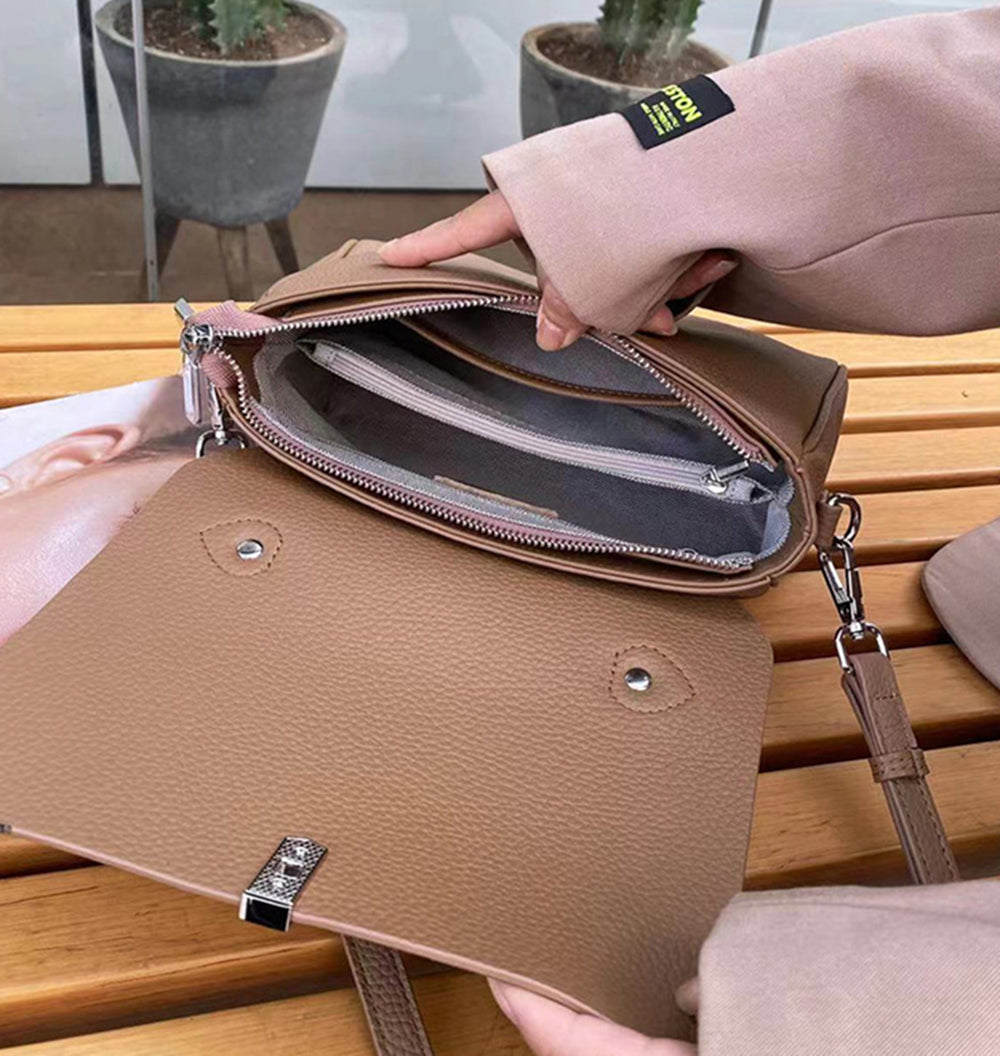Nine Seven Women's Handmade Genuine Leather Tote Handbag Crossbody Bag with Zip