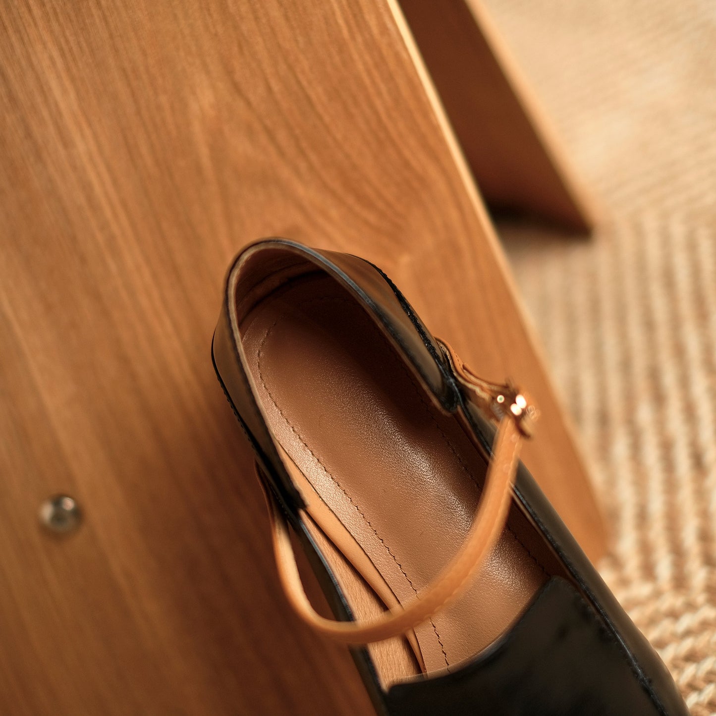 Nine Seven Women's Handmade Genuine Leather Square Toe Chunky Heel Classic Mary Jane Pumps