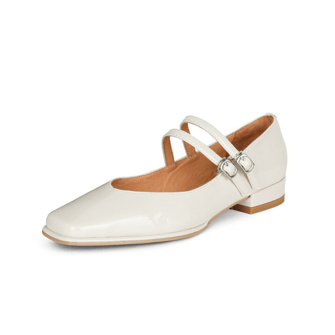 Nine Seven Handmade Women's Square Toe Patent Leather Handmade Buckles Casual Flat Mary Jane Shoes