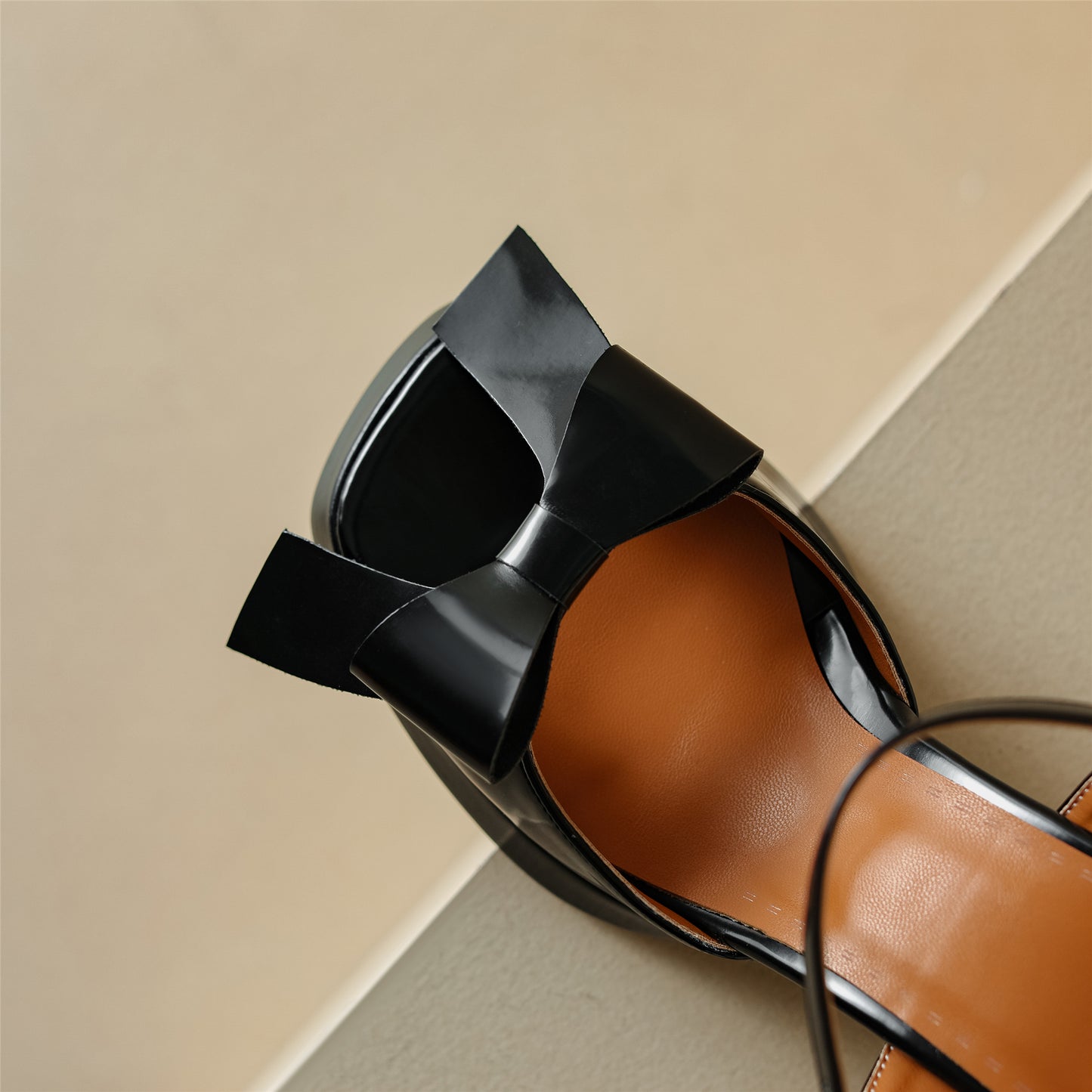 Nine Seven Women's Handmade Bowknot Buck Square Toe Mid Block Heel Weeding Sandal Shoes