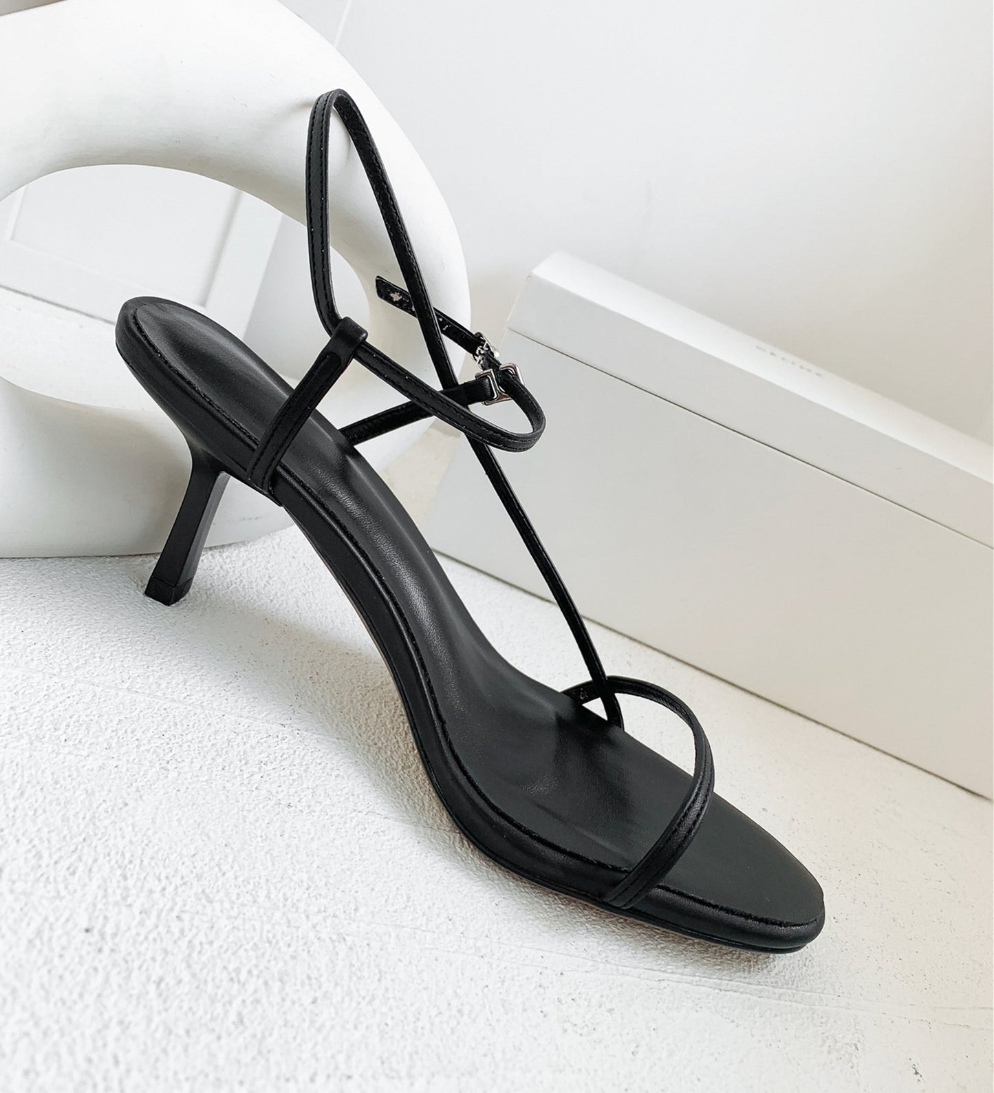 Nine Seven Women's Genuine Leather Handmade Thin Strap Adjustable Buckle Sexy Stiletto Heel Sandals