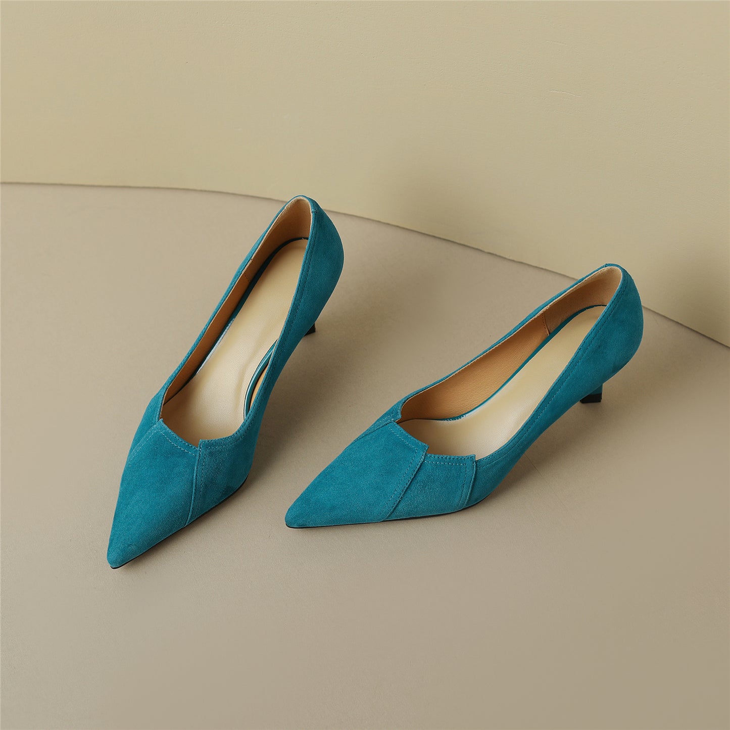 Nine Seven Suede Leather Stiletto Heel Handmade Women's Pointed Toe Slip On Elegant Loafer Pumps