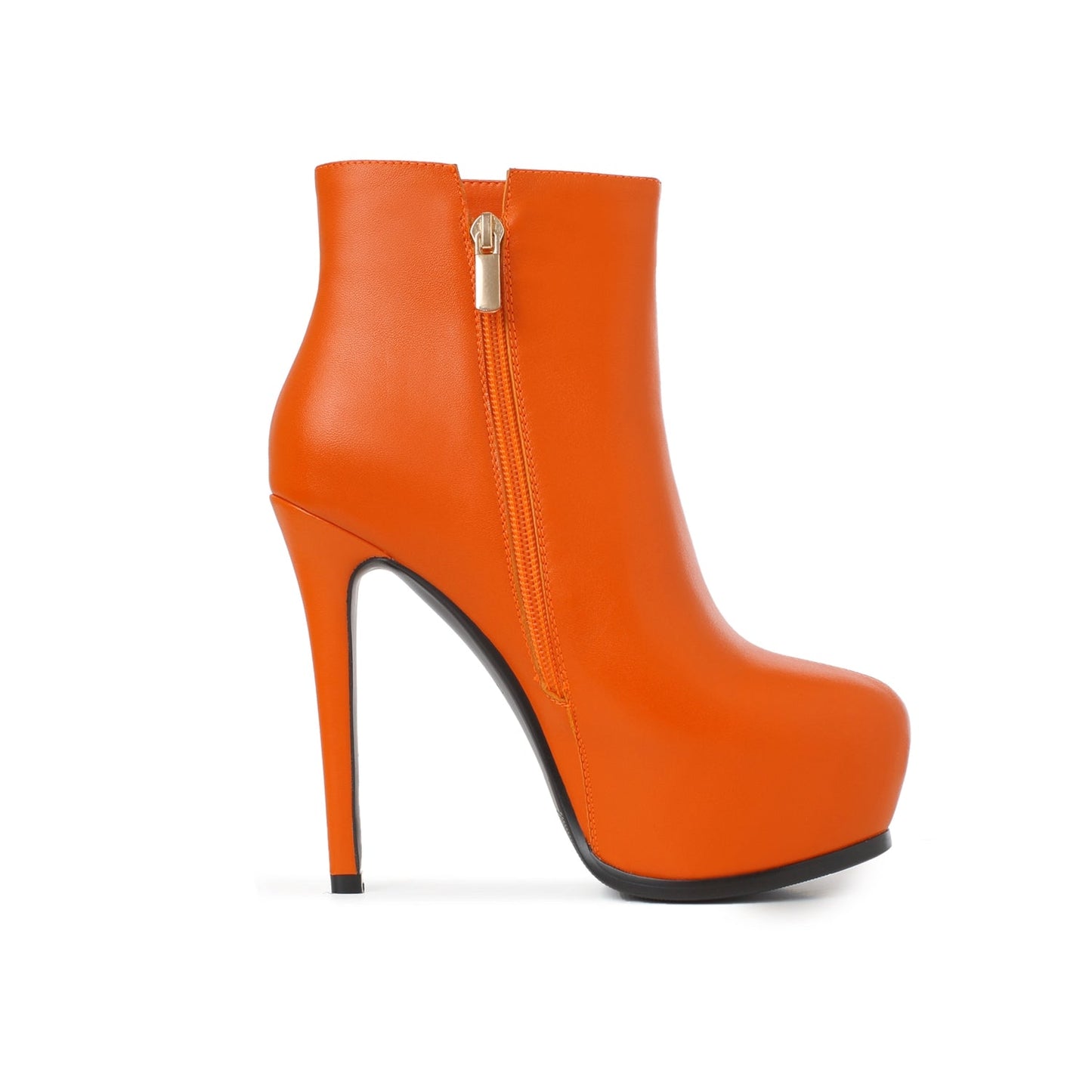 Nine Seven Women's Genuine Leather Clear Pointed Toe Handmade Side Zip Up Sexy High Stiletto Heel Ankle Booties with Platform