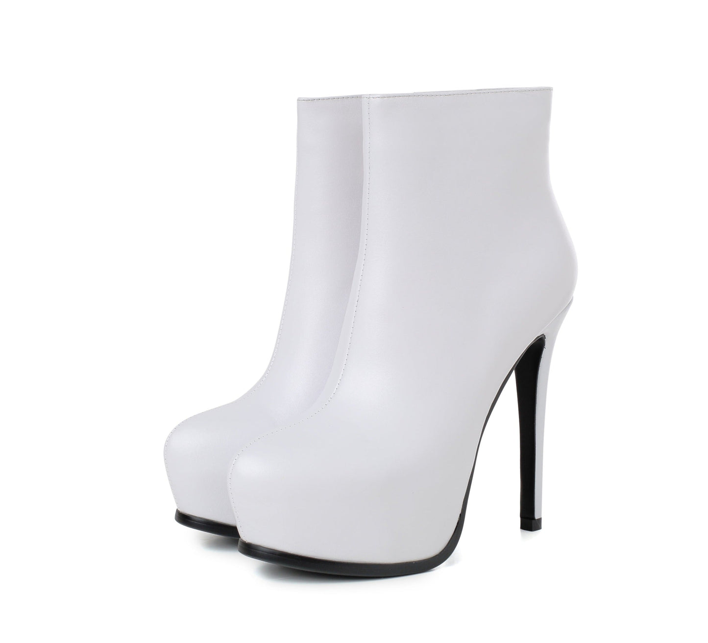 Nine Seven Women's Genuine Leather Clear Pointed Toe Handmade Side Zip Up Sexy High Stiletto Heel Ankle Booties with Platform