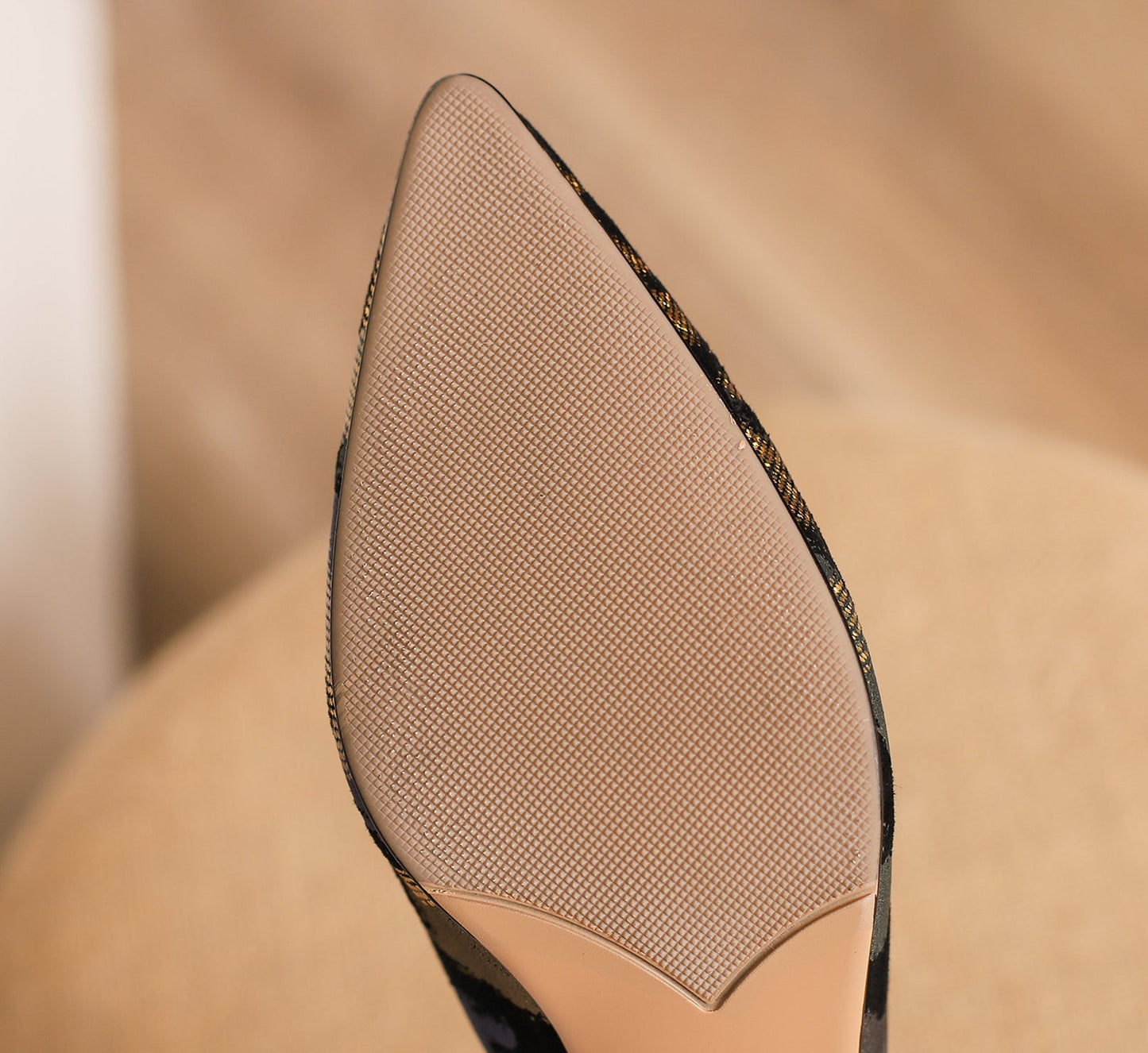 Nine Seven Women's Pointed Toe Printing Suede Leather Handmade Ankle Strap with Buckle Low Chunky Heel Pump Shoes