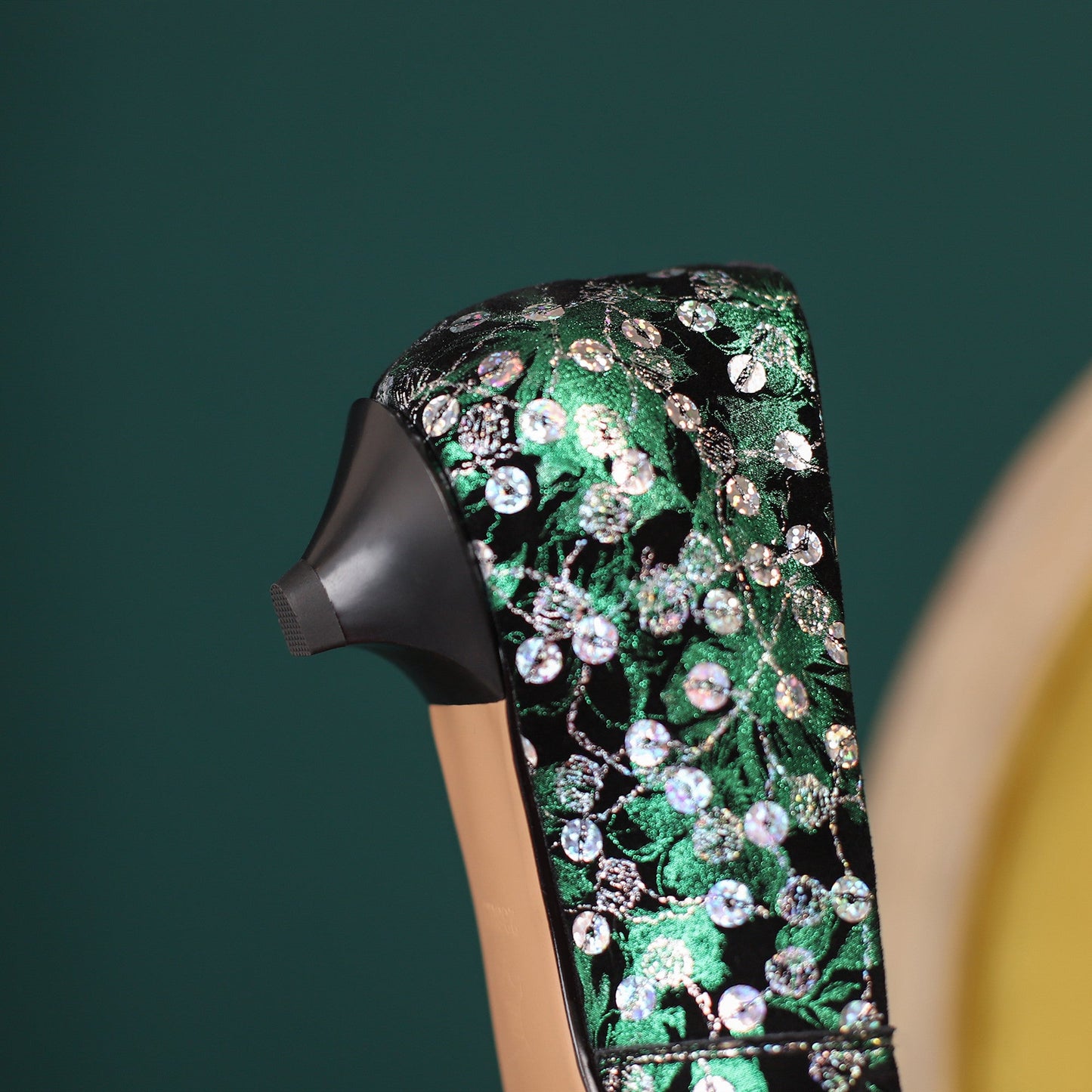 Nine Seven Women's Pointed Toe Genuine Leather Handmade Low Heel Slip On Unique Pump Shoes