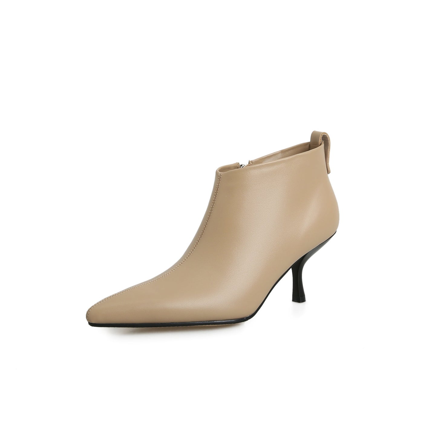 Nine Seven Women's Handmade Genuine Leather Poiinted Toe Side Zip Mid Stiletto Heel Fashion Ankle Boots