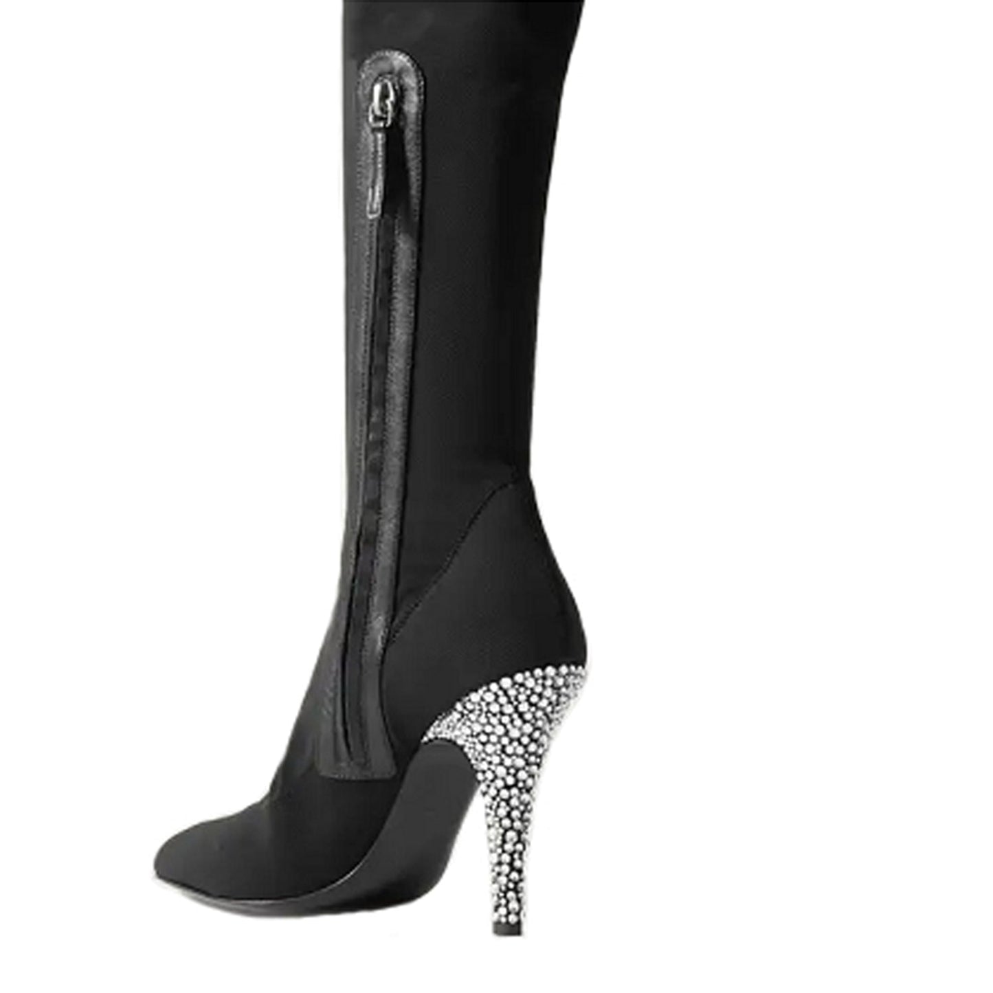 Nine Seven Handmade Women's Stretch Suede Pull On Side Zipper Pointed Toe High Stiletto Heel Over Knee Boots Shoes