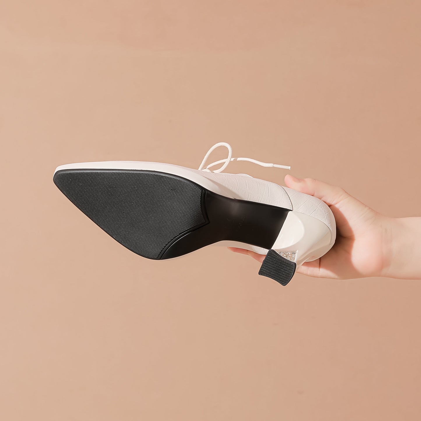 Nine Seven Women's Genuine Leather Pointed Toe Handmade Lace Up Stylish High Heels Pumps Shoes