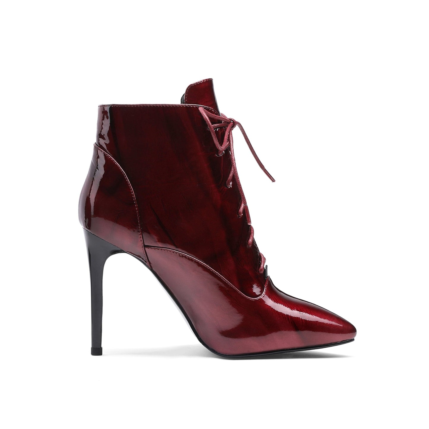 Nine Seven Women's Patent Leather Pointed Toe Handmade Hidden Platform Selftie Stieltto High Heels Chic Ankle Boots