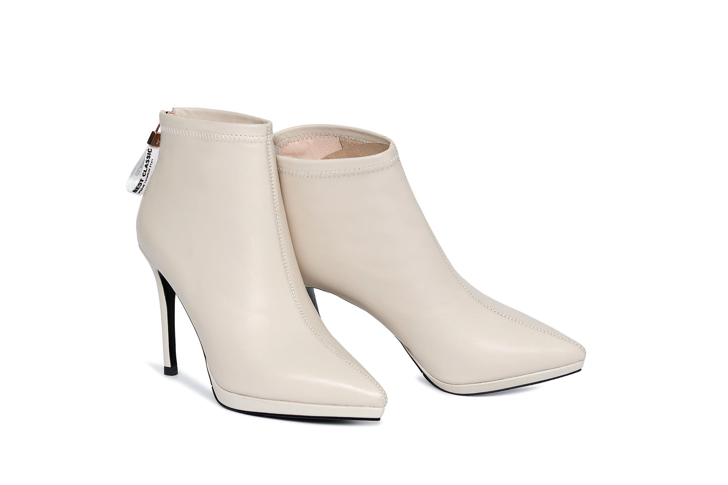 Nine Seven Women's Handmade Soft Genuine Leather Stiletto high Heel Easy Back Zip Up Pointed Toe Platform Ankle Boots