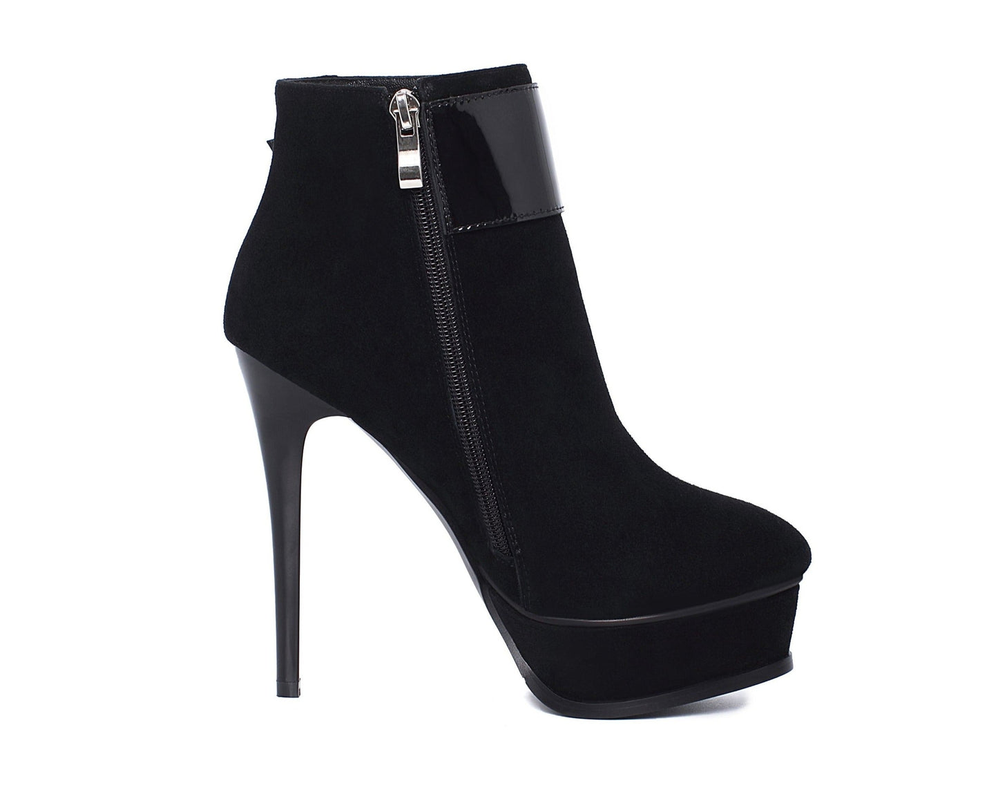 Nine Seven Women's Leather Handmade Spikes-Stiletto Heel Side Zip Up Platform Pointed Toe Ankle Boots with Buckles Decor