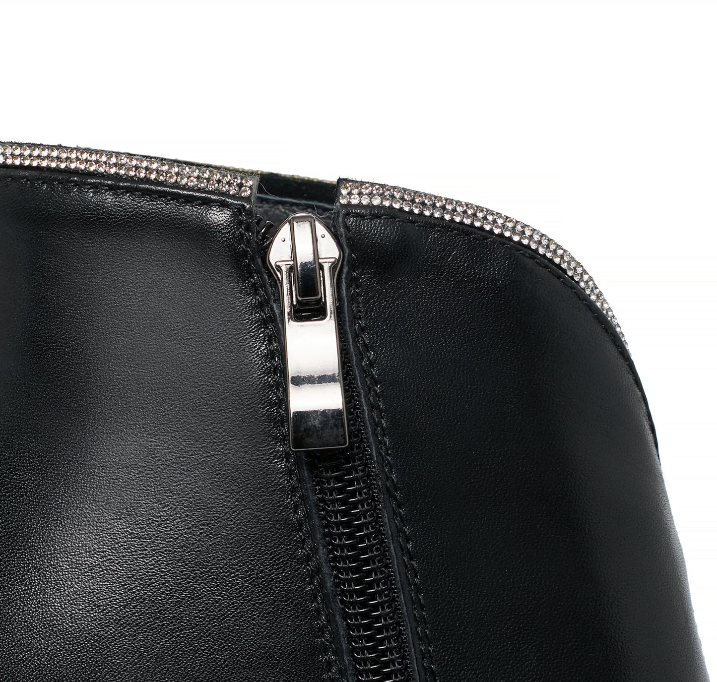 Nine Seven Women's Handmade Leather Stiletto high Heel Zip Up Clear Pointed Toe Platform V-Shaped Ankle Boots