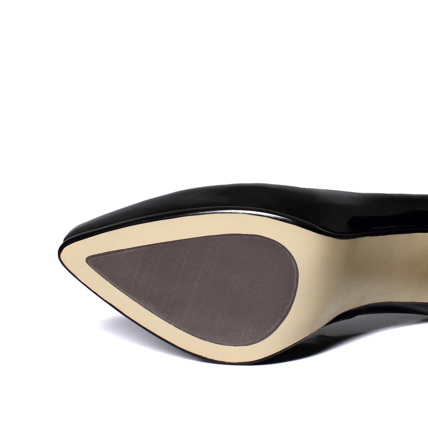 Nine Seven Glossy Patent Leather Women's Pointed Toe High Chunky Heel Handmade Slip On Graceful Pump Shoes