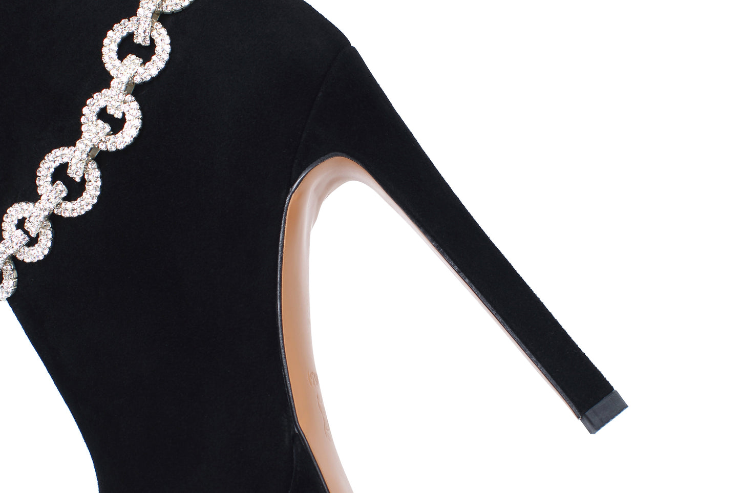 Nine Seven Suede Leather Handmade Women's Sexy Stiletto Heel Side Zip Up Platform Glitter Rhinestones Decor Sexy Ankle Booties