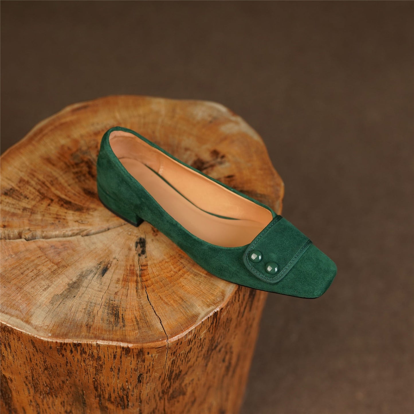 Nine Seven Women's Square Toe Soft Suede Leather Handmade Button Décor Comfort Slip On Flats