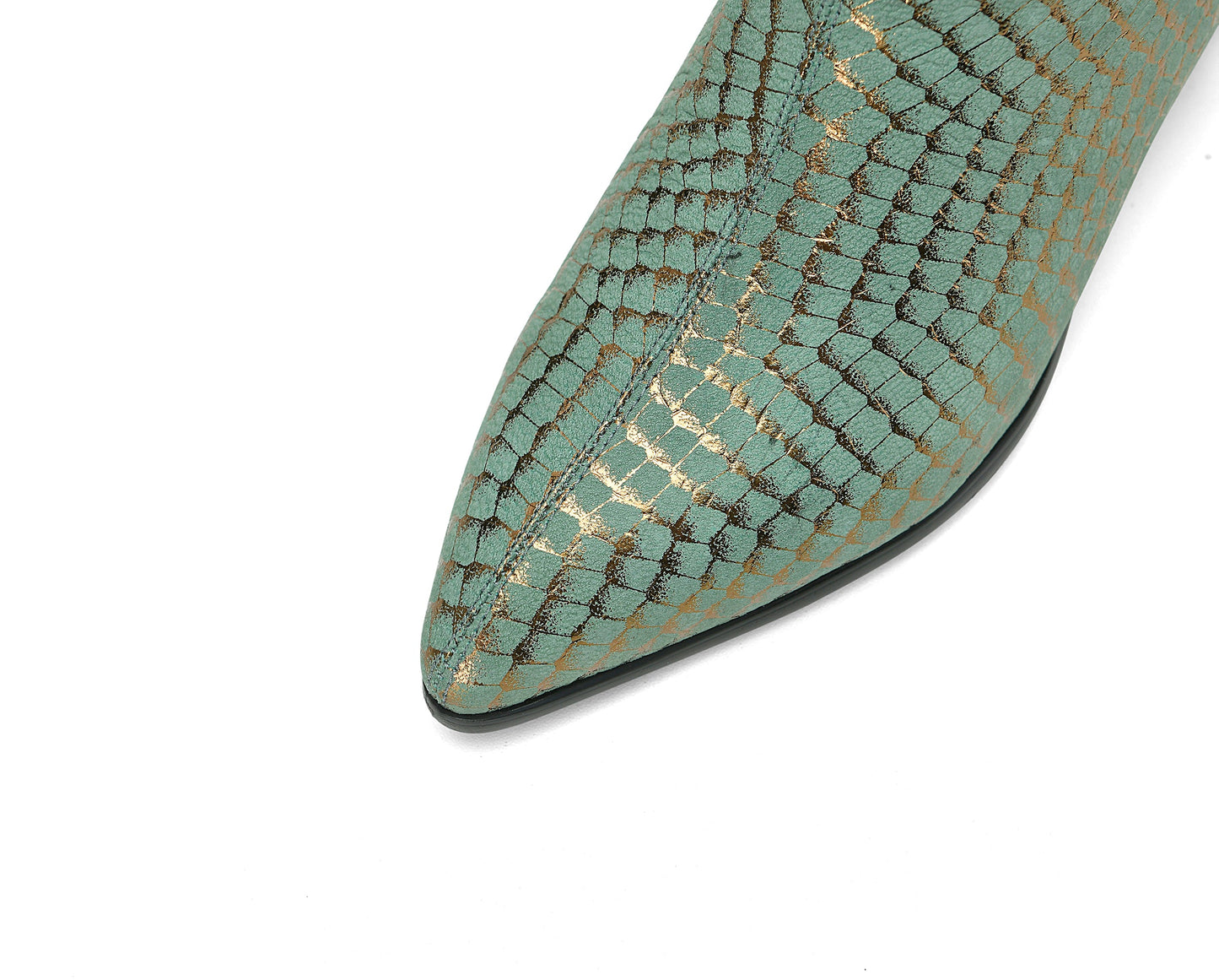 Nine Seven Women's Pointed Toe Genuine Leather Handmade Back Zipper Low Chunky Heels Stylish Ankle Boots