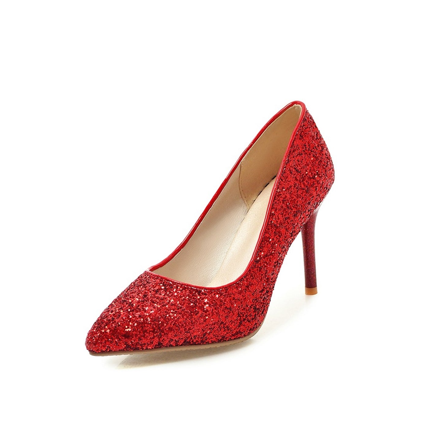 Nine Seven Women's Handmade Pointed Toe Glitter High Stileto Heel Slip On Bridal Pumps Shoes