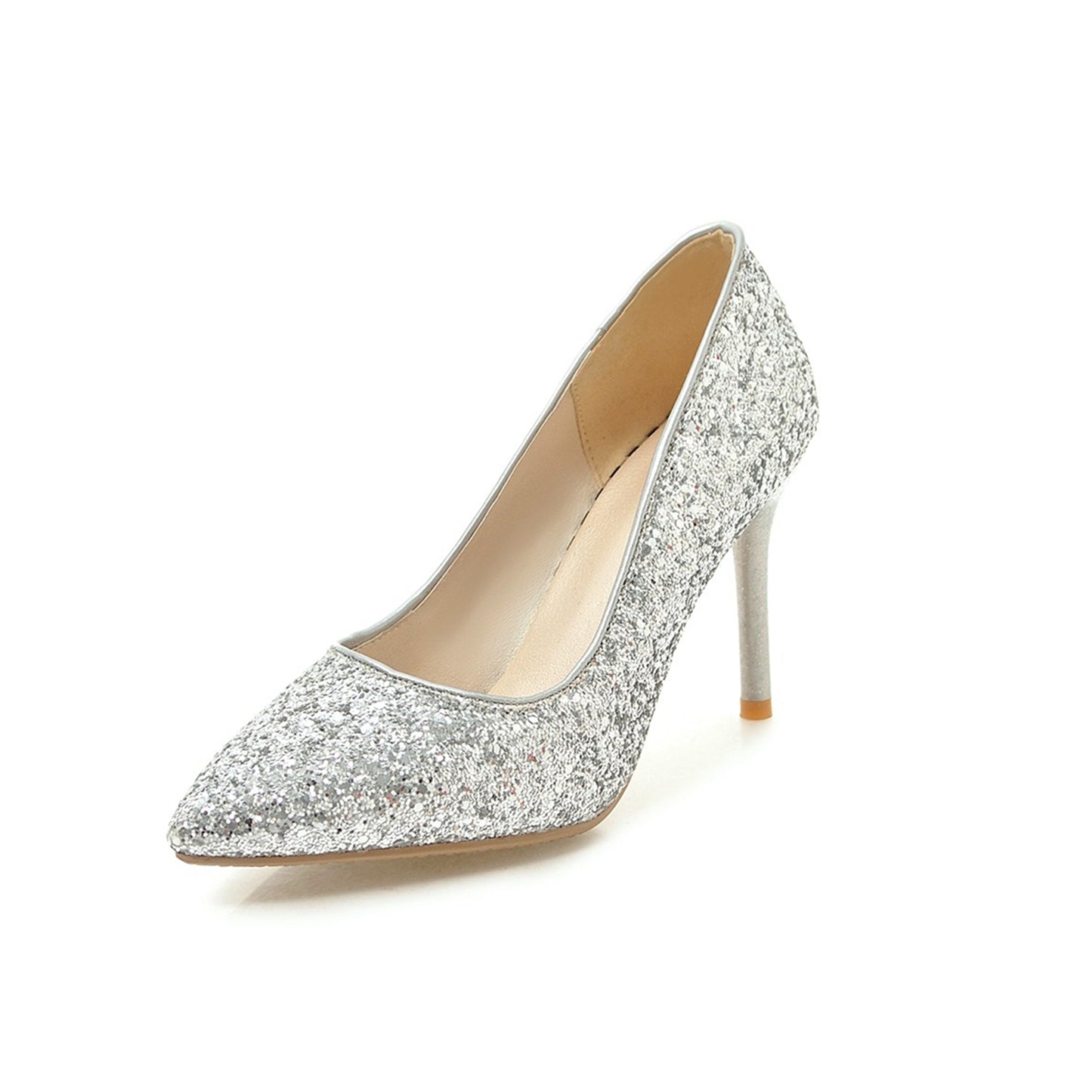 Nine Seven Women's Handmade Pointed Toe Glitter High Stileto Heel Slip On Bridal Pumps Shoes