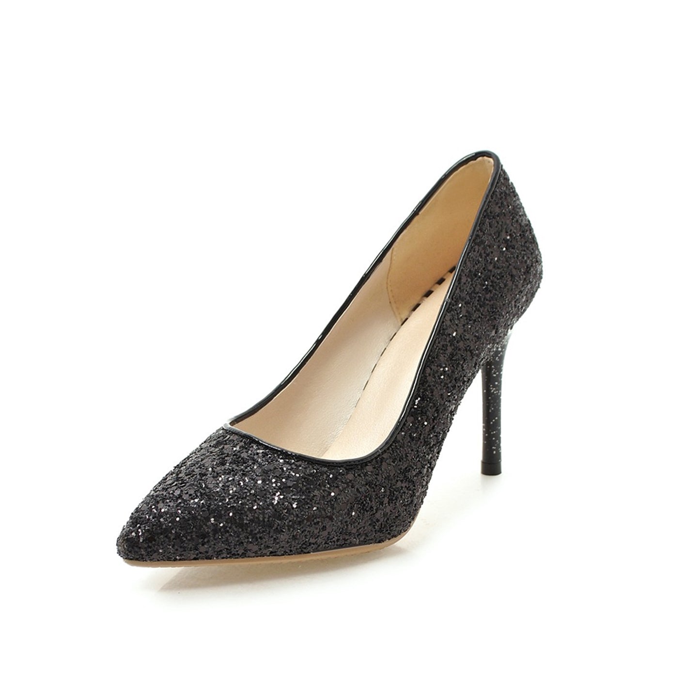 Nine Seven Women's Handmade Pointed Toe Glitter High Stileto Heel Slip On Bridal Pumps Shoes