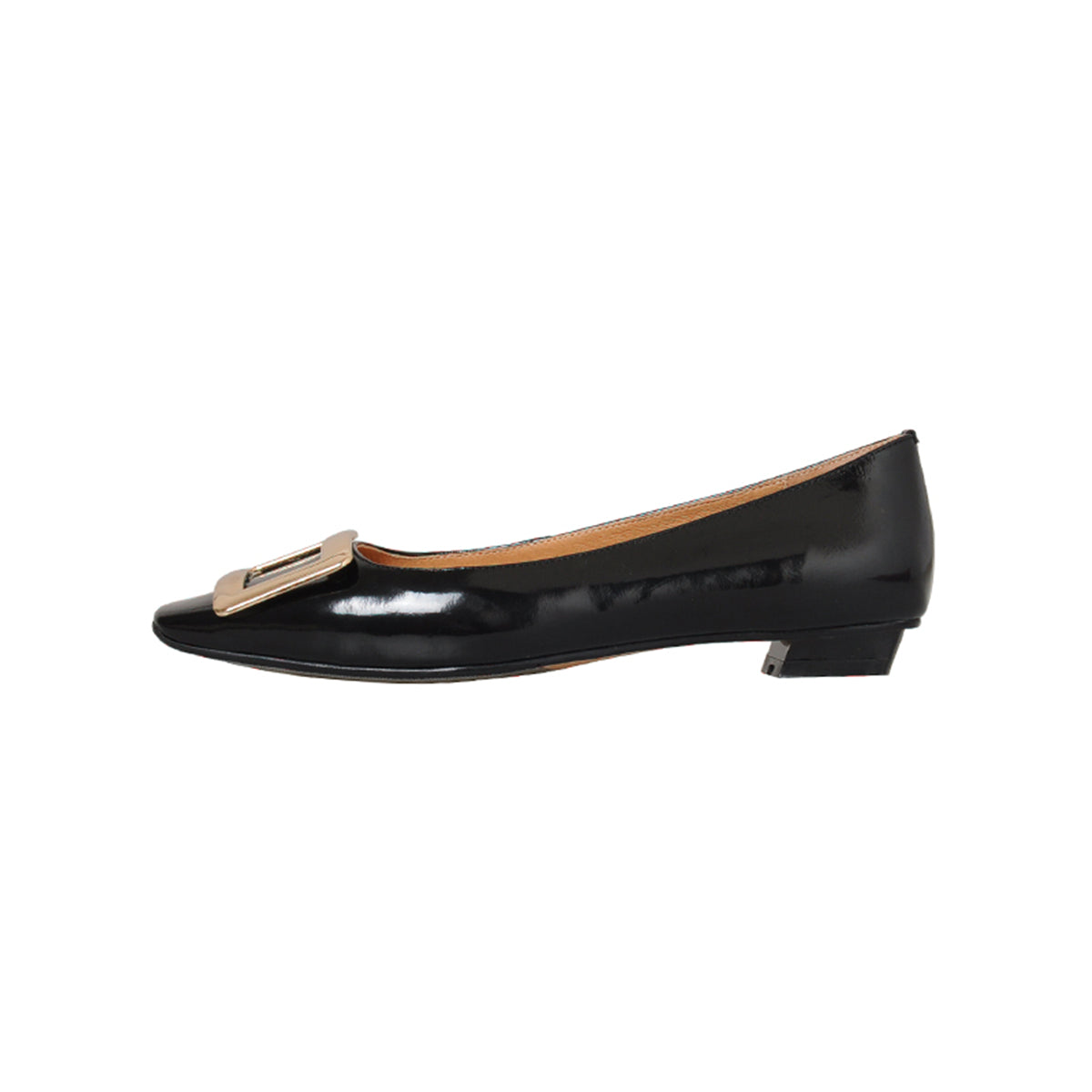 Nine Seven Women's Square Toe Patent Leather Handmade Buckle Comfort Slip On Flat