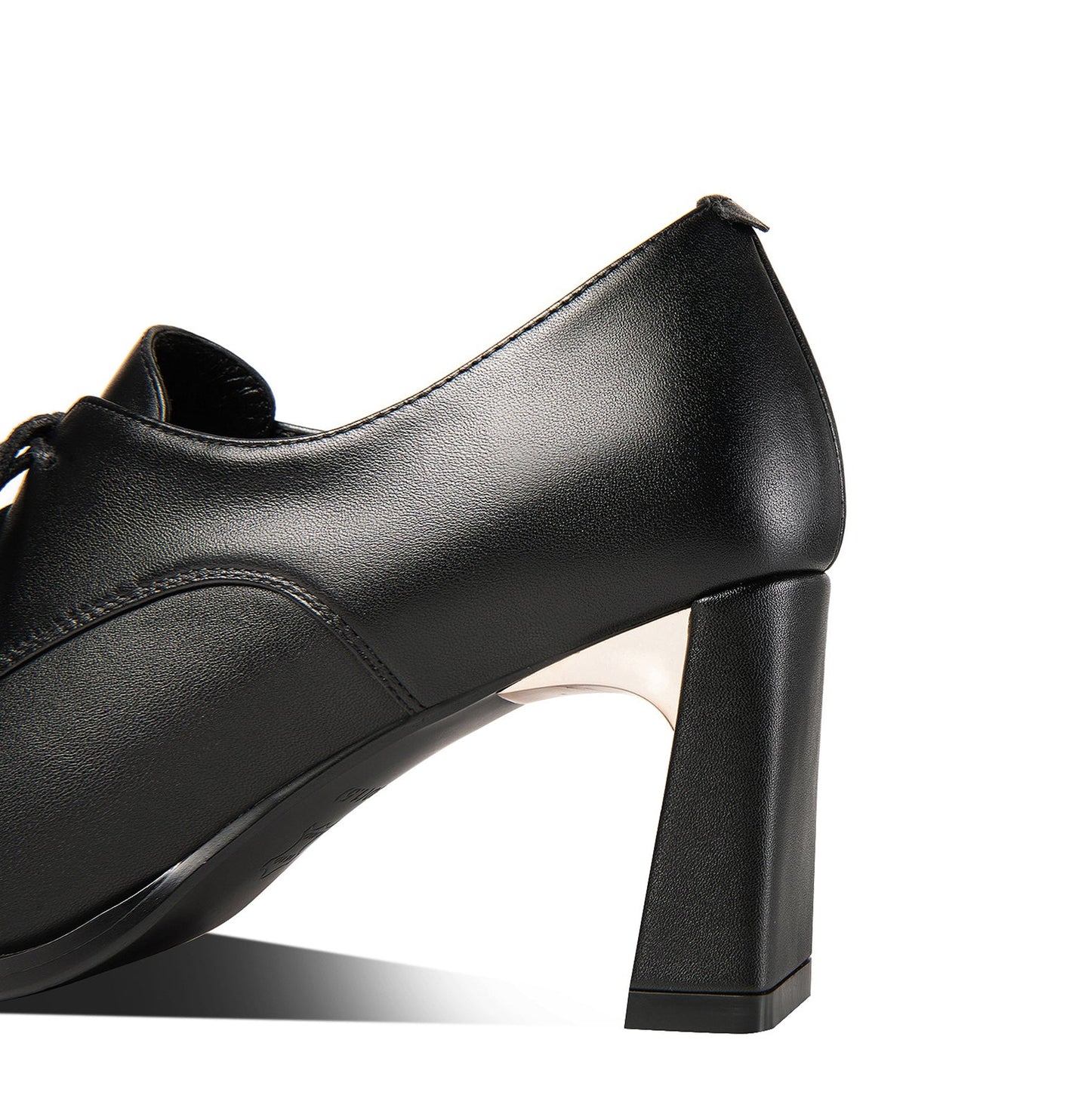 Nine Seven Genuine Leather Women's Handmade Classic Square Toe Chunky Heel Lace Up Oxford Pump Shoes