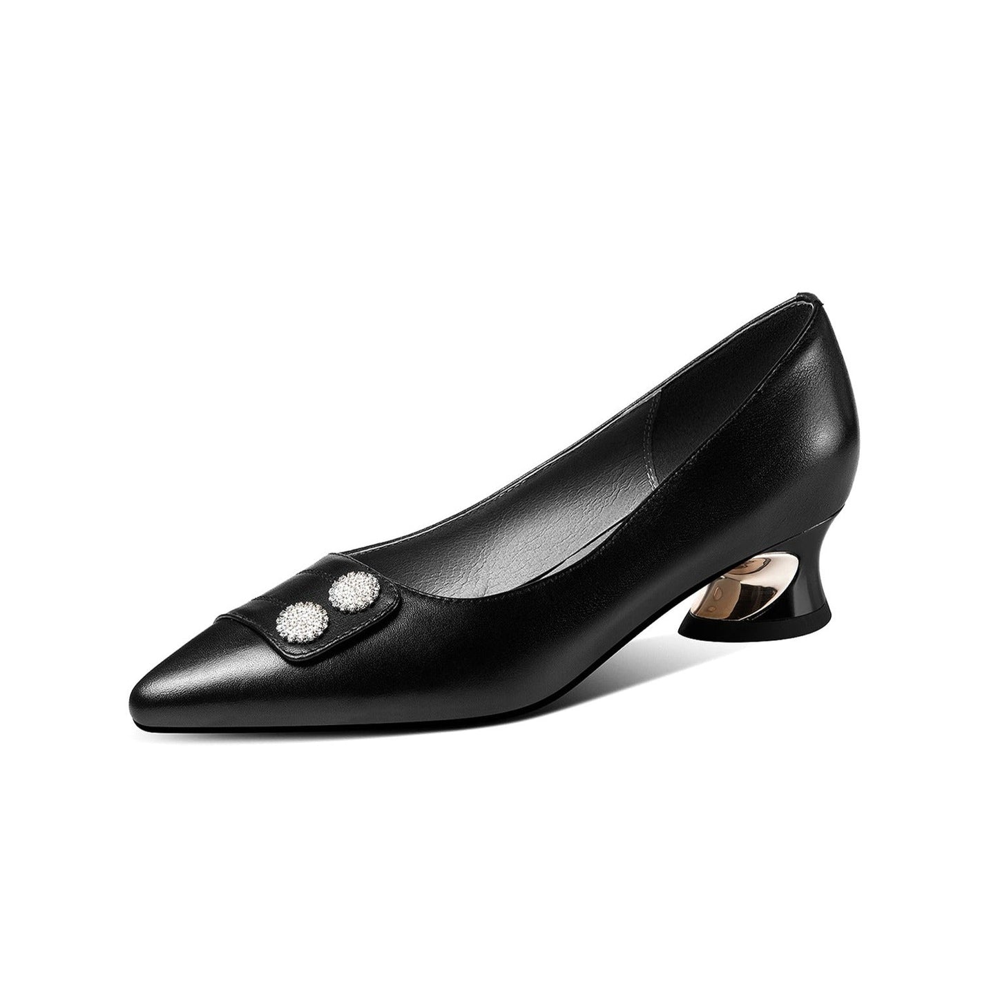 Nine Seven Women's Genuine Leather Pointed Toe Handmade Comfortable Low Heel Loafer Pumps