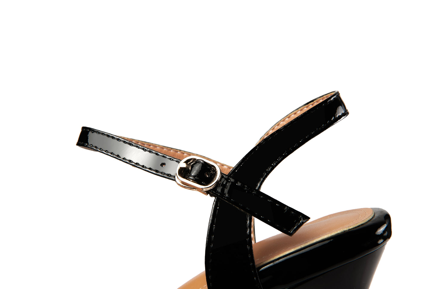 Nine Seven Patent Leather Handmade Women's Glitter Pattern Buckle High Spool Heel Platform Transparent Weeding Shoes